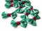 10 35mm Turquoise Green and Pink Polka Dot Bows - Loose Bow Embellishments